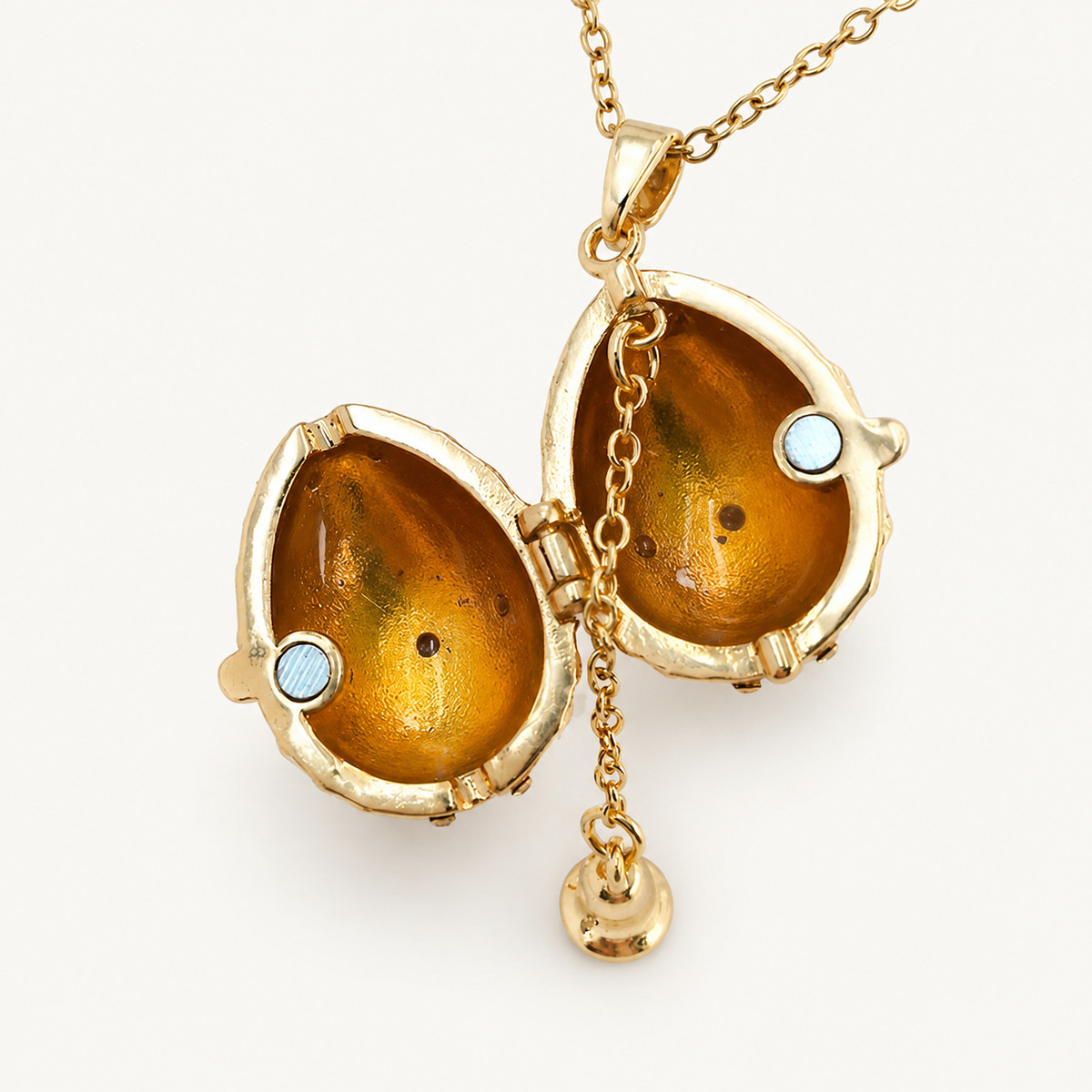 Floral Vine Enamel Faberge Egg Locket Pendant - view 6