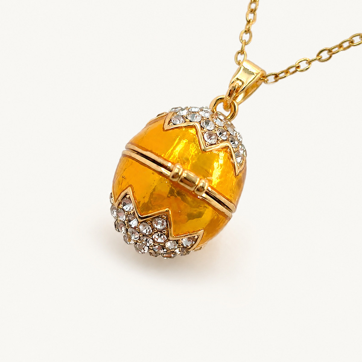 Crystal Crown Enamel Faberge Egg Locket Pendant - view 5