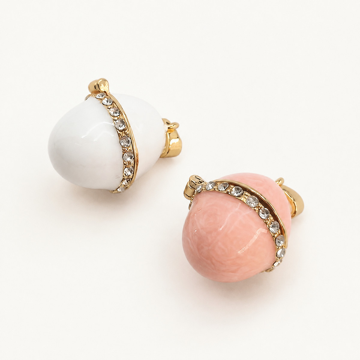 Minimal Crystal Band Enamel Egg Locket Pendant - view 9