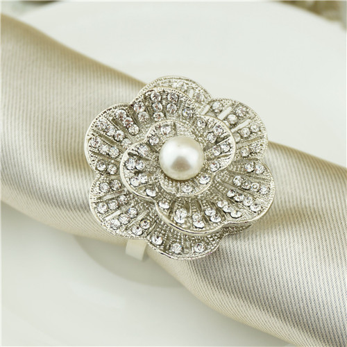 Rhinestone Camellia Napkin Ring - view 2