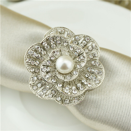Rhinestone Camellia Napkin Ring - view 1