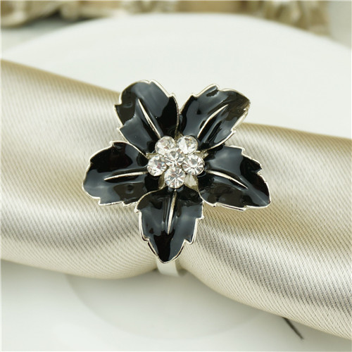 Black Enamel Flower Napkin Ring - view 1