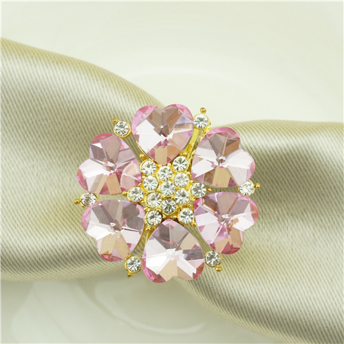 Gold Pink Heart Flower Napkin Ring - view 2