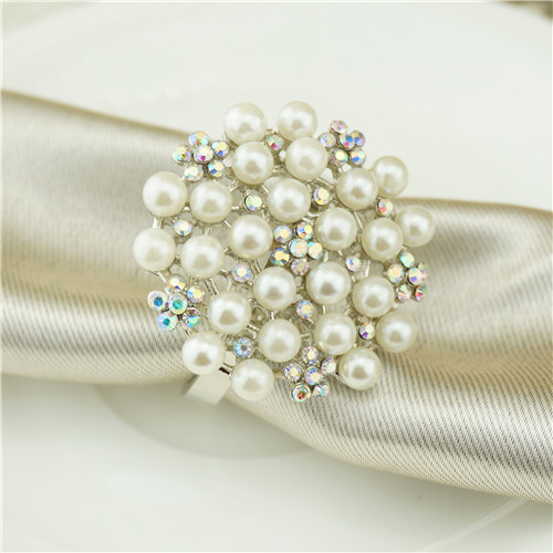 Pearl & AB Crystal Cluster Napkin Ring - view 3