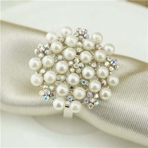 Pearl & AB Crystal Cluster Napkin Ring - view 2