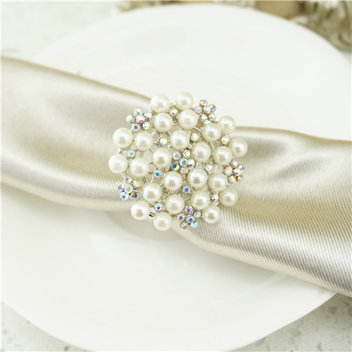 Pearl & AB Crystal Cluster Napkin Ring - view 4