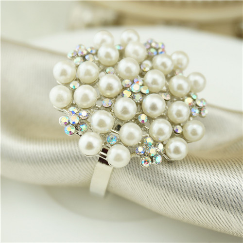 Pearl & AB Crystal Cluster Napkin Ring - view 5