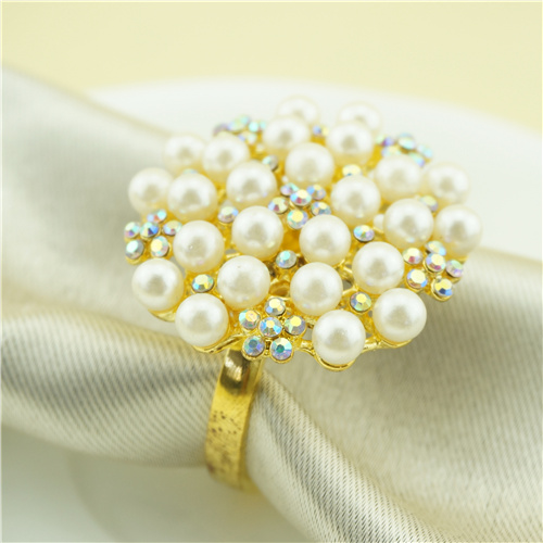 Pearl & AB Crystal Cluster Napkin Ring - view 7