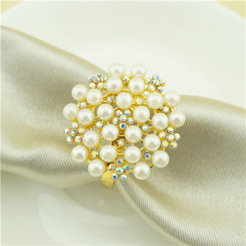 Pearl & AB Crystal Cluster Napkin Ring - view 6