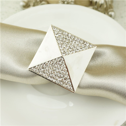 Champagne Enamel Geometric Napkin Ring - view 1