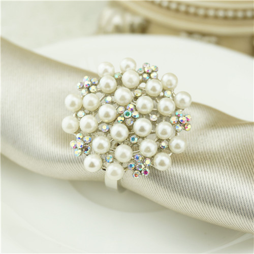 Pearl & AB Crystal Cluster Napkin Ring - view 1