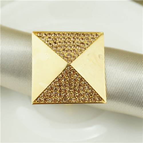 Champagne Enamel Geometric Napkin Ring - view 2