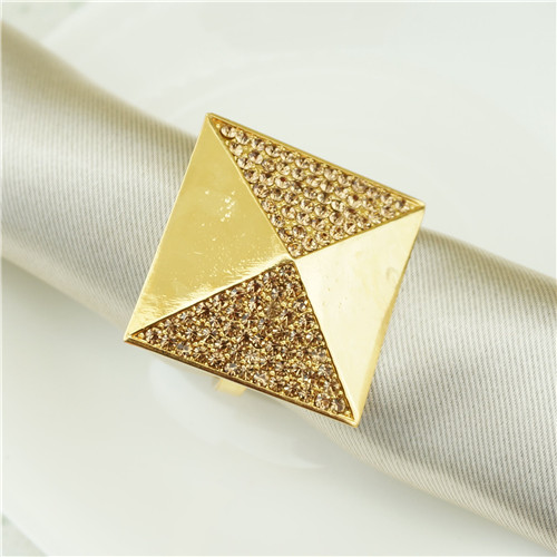Champagne Enamel Geometric Napkin Ring - view 3
