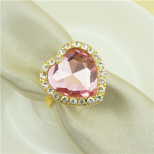 Gold Pink Heart Napkin Ring - view 1