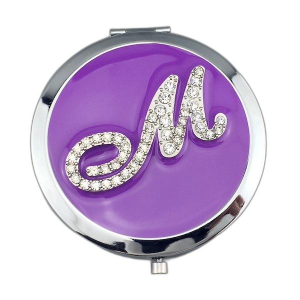 Purple Enamel Monogram Compact Mirror - view 2