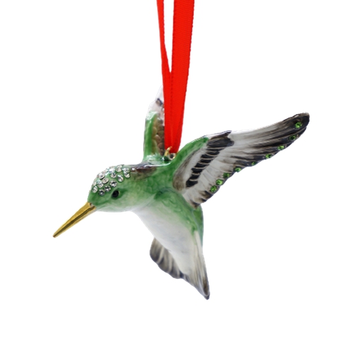 Enamel Green Hummingbird Ornament