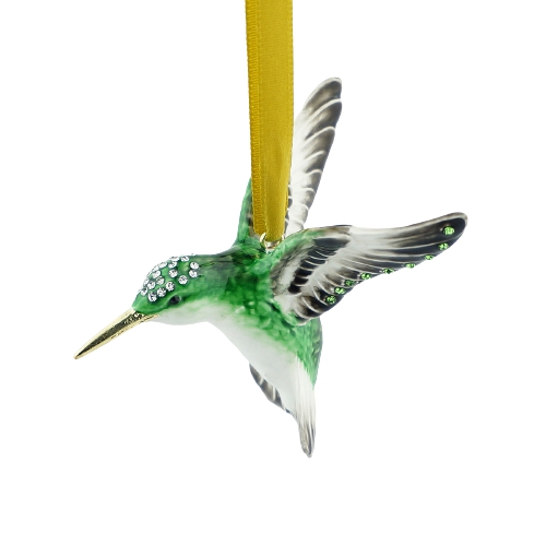 Enamel Green Hummingbird Ornament - view 2