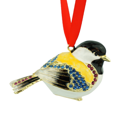 Enamel Blue-Winged Songbird Ornament