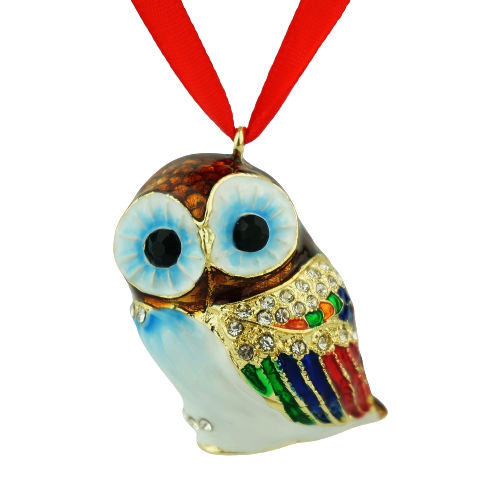 Enamel Colorful Owl Ornament
