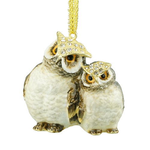 Enamel Owl Pair Ornament