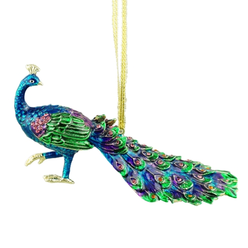 Enamel Standing Peacock Ornament
