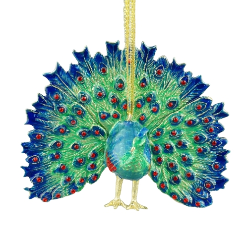 Enamel Blue Peacock Ornament