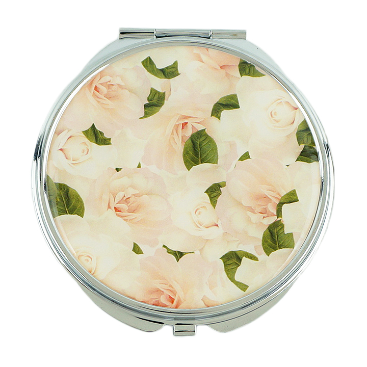 Silver Round Floral Epoxy Compact Mirror - view 2