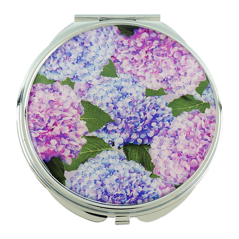 Silver Round Floral Epoxy Compact Mirror - view 3