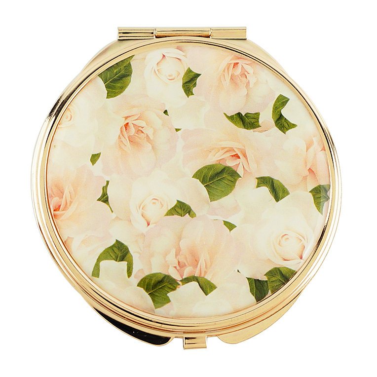 Gold Round Floral Epoxy Compact Mirror - view 2