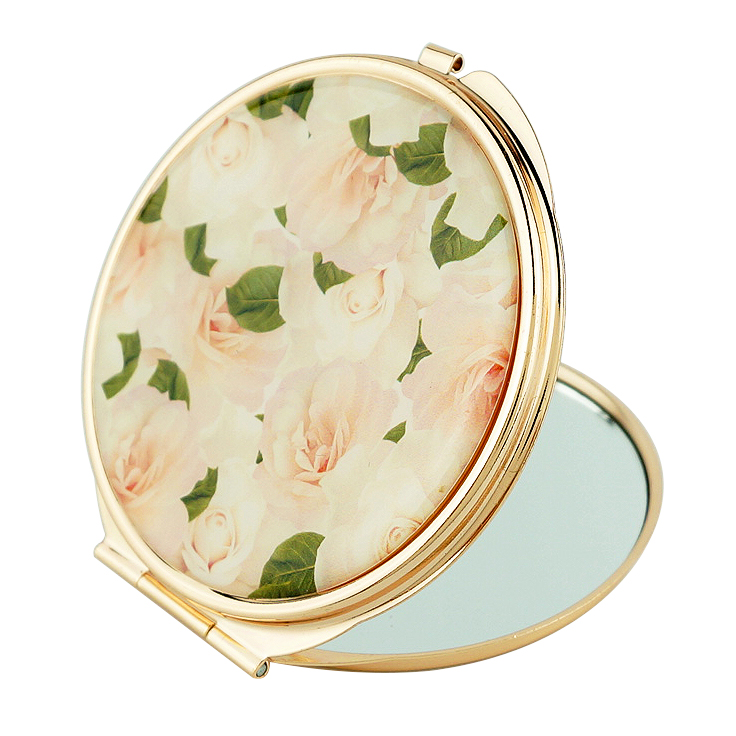 Gold Round Floral Epoxy Compact Mirror - view 3