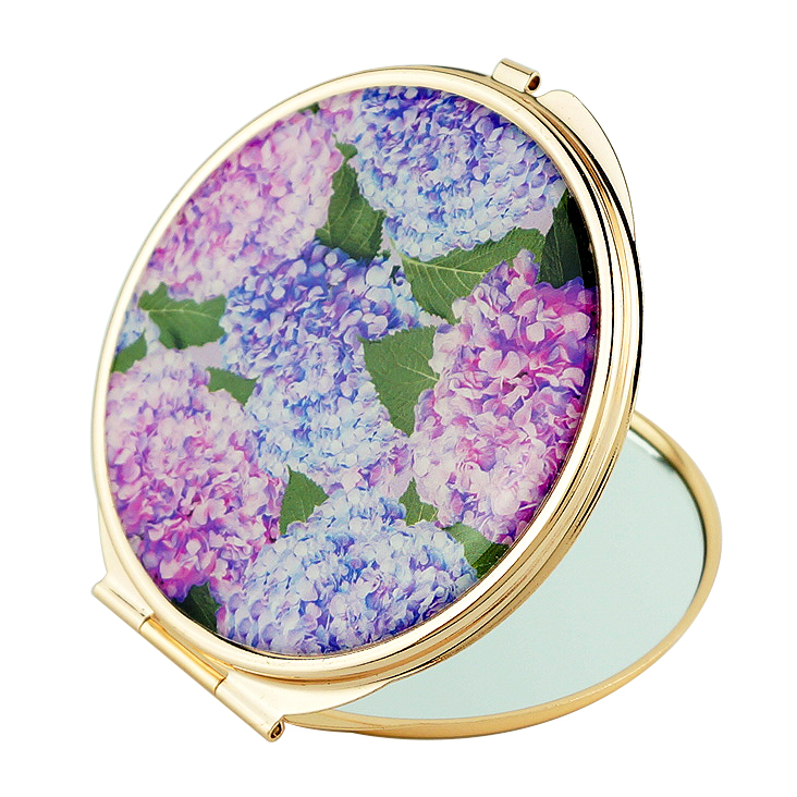 Gold Round Floral Epoxy Compact Mirror - view 4