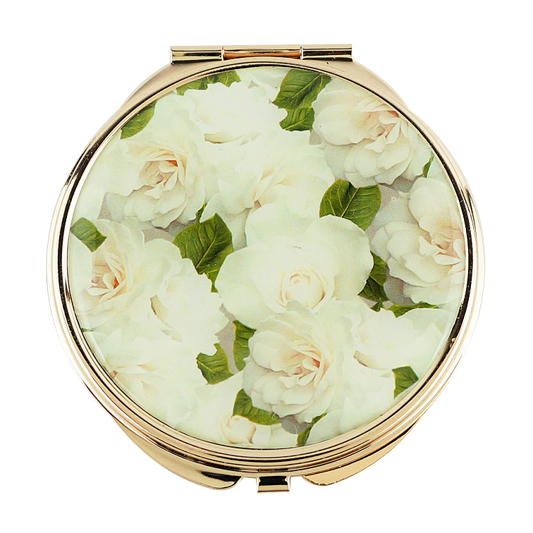 Gold Round Floral Epoxy Compact Mirror - view 5
