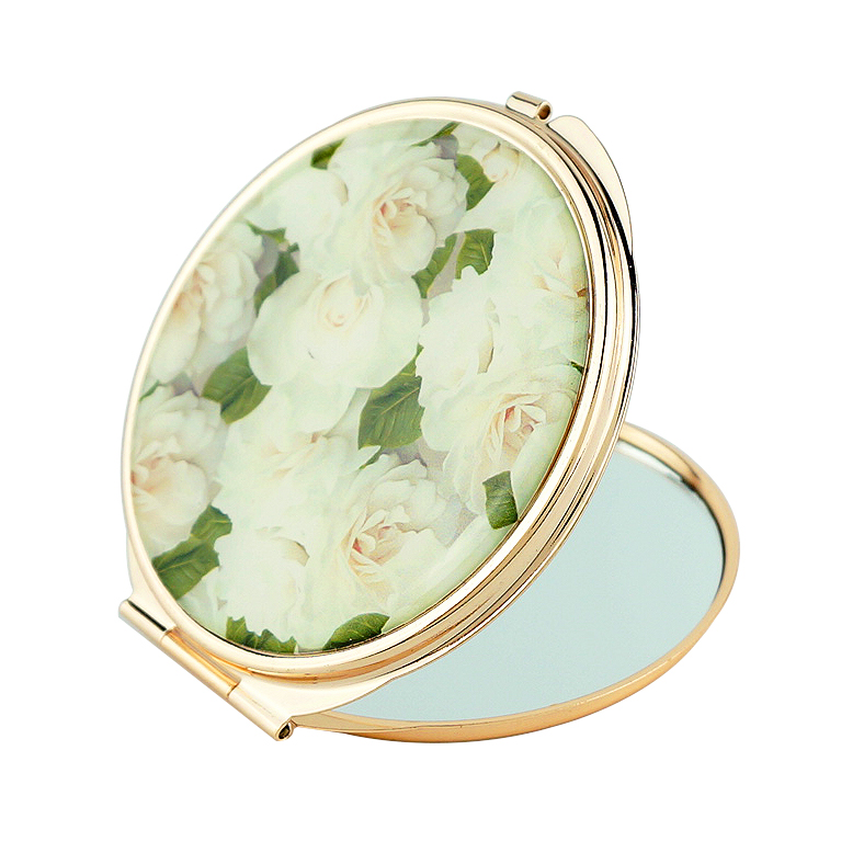 Gold Round Floral Epoxy Compact Mirror - view 6