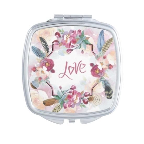 Square Custom Printed Epoxy Compact Mirror - view 4