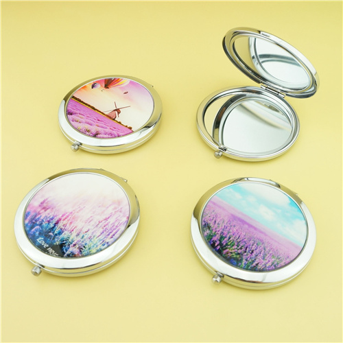 Watercolor Bird & Blossom Printed Dome Glass Compact Mirror - view 3