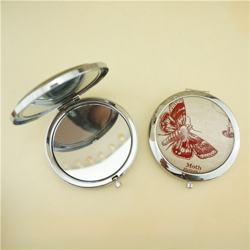 Vintage Moth Illustration Printed Dome Glass Compact Mirror - view 2
