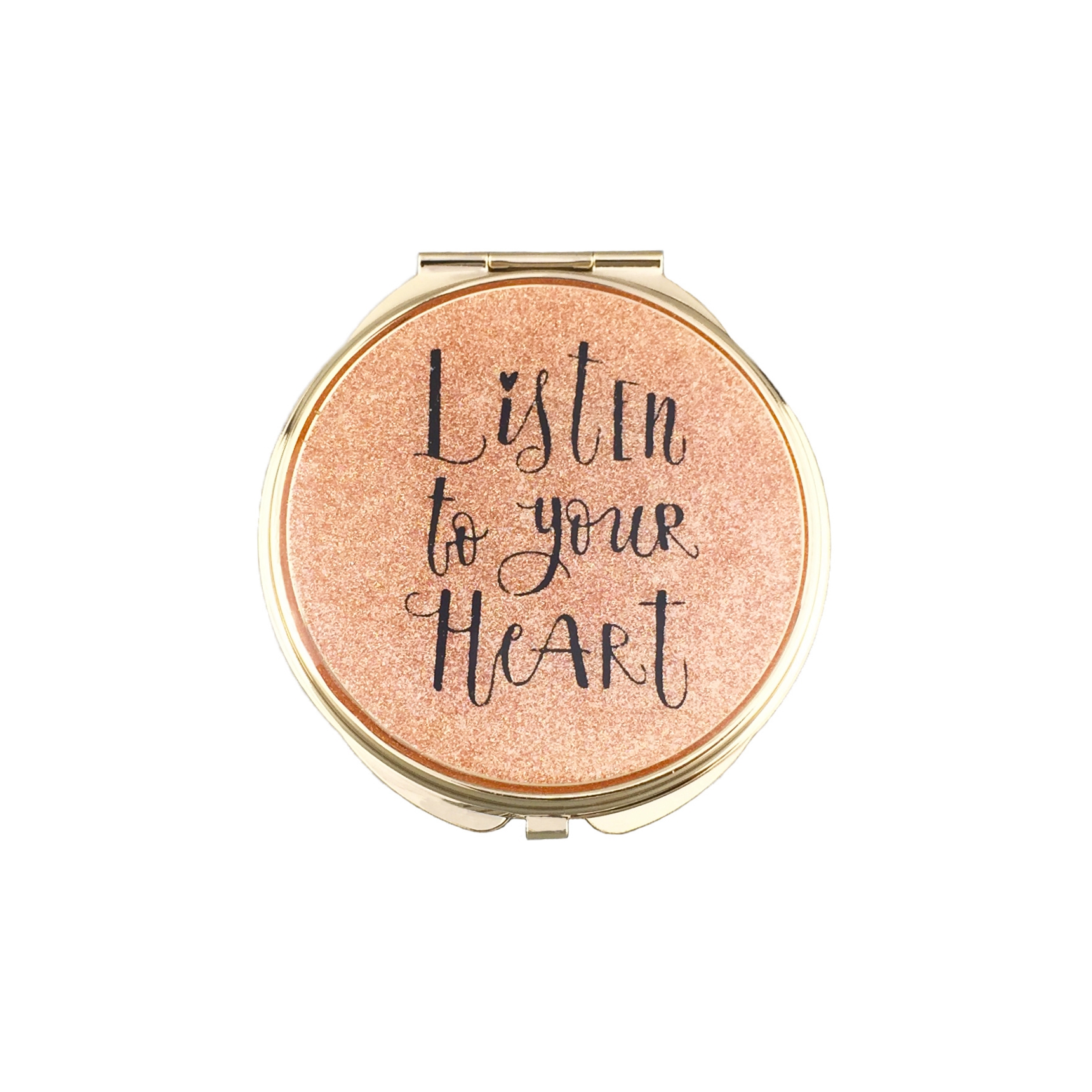 Listen to Your Heart Glitter Epoxy Compact Mirror - view 3