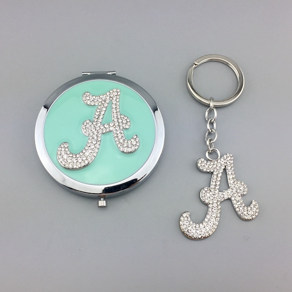 Mint Monogram Compact Mirror & Keychain Set