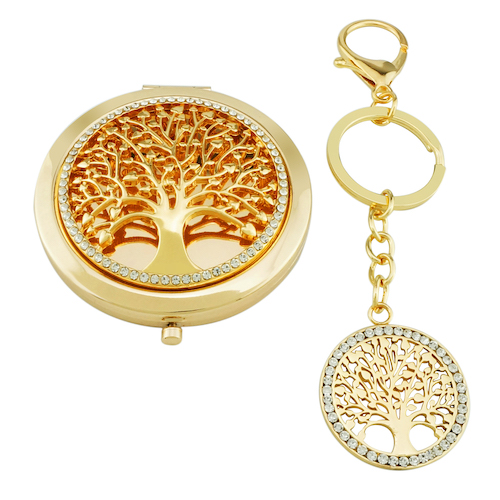 Gold Tree of Life Compact Mirror & Bag Charm Set - view 5