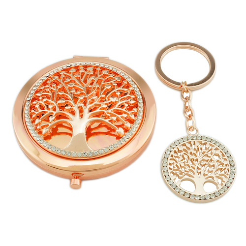 Gold Tree of Life Compact Mirror & Bag Charm Set - view 6