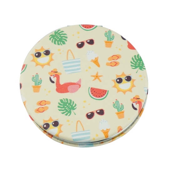 Custom Printed 60mm Round PU Leather Compact Mirror - view 21