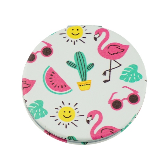 Custom Printed 60mm Round PU Leather Compact Mirror - view 22