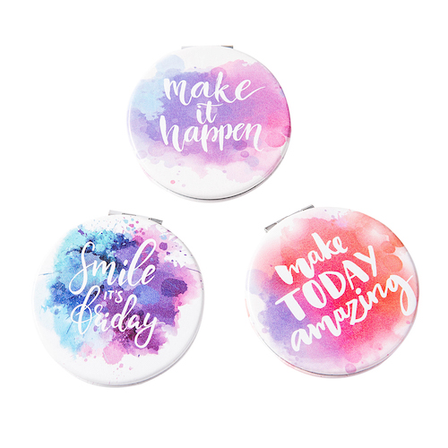 Custom Printed 60mm Round PU Leather Compact Mirror - view 33