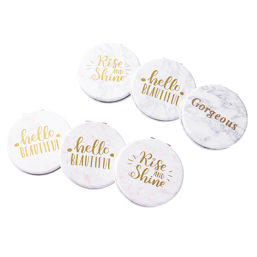 Gold Foil 60mm Round PU Leather Compact Mirror - view 3