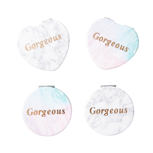 Gold Foil Heart PU Leather Compact Mirror - view 2