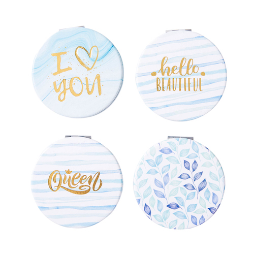 Gold Foil 70mm Round PU Leather Compact Mirror - view 5