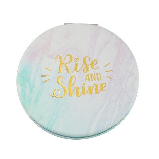 Gold Foil 70mm Round PU Leather Compact Mirror - view 7
