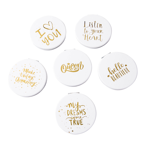 Gold Foil 70mm Round PU Leather Compact Mirror - view 10