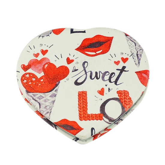 Custom Printed 70mm Heart PU Leather Compact Mirror - view 5