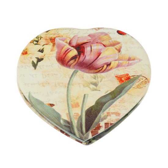 Custom Printed 70mm Heart PU Leather Compact Mirror - view 4